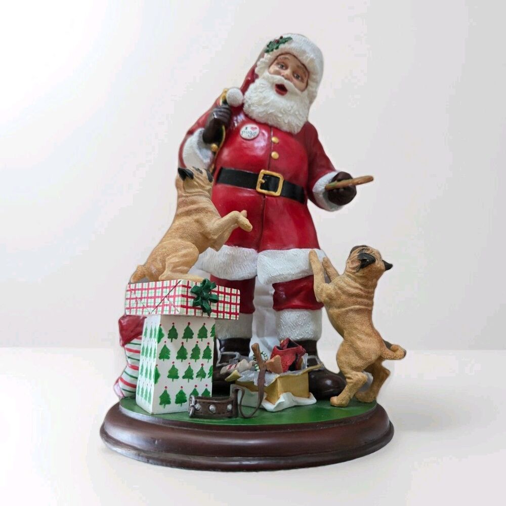Danbury‎ Mint Santa's Little Pugs 10" Large Figurine Statue Christmas Dogs Rare